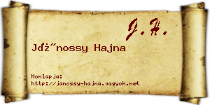 Jánossy Hajna névjegykártya